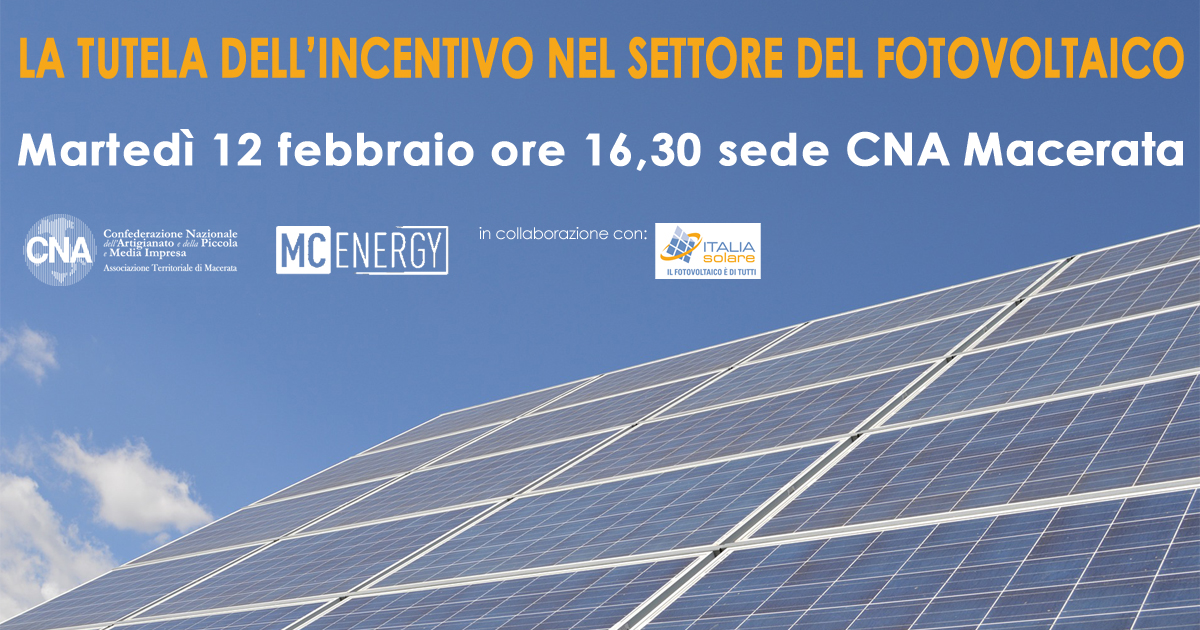 locandina iniziativa incentivi fotovoltaico