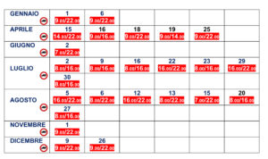 Calendario divieti di circolazione